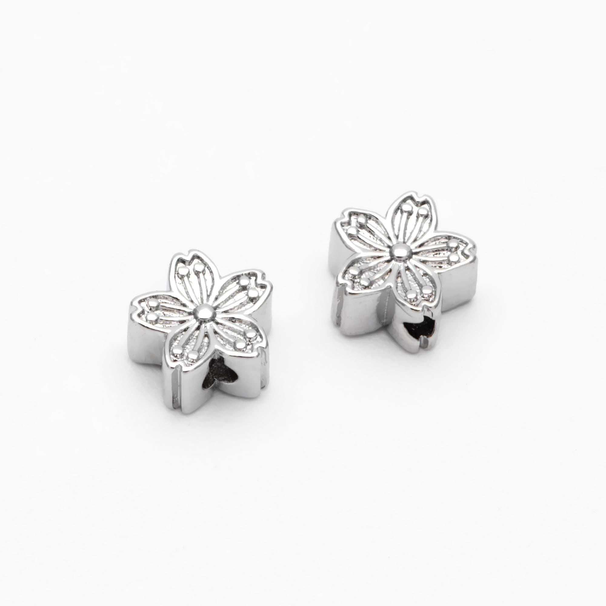 10pcs Gold/ Silver Tone Flower Spacer Beads 8mm, Real Gold/ Rhodium plated Brass Spacer Beads (GB-4670)